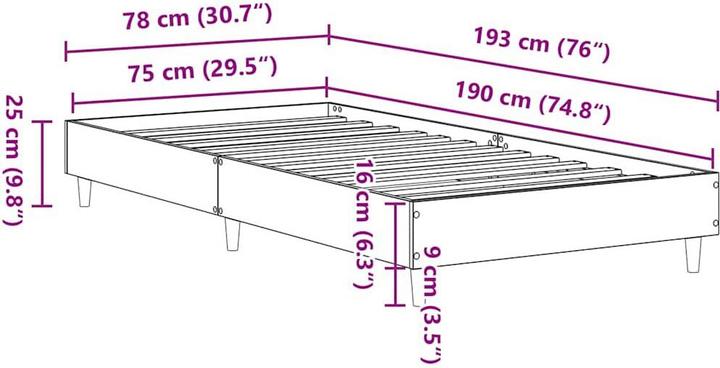 Image du produit vidaXL Bettgestell (75 x 190 cm)