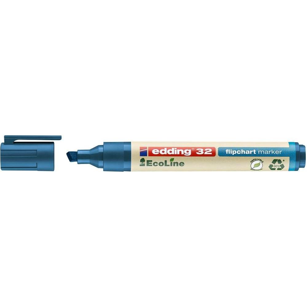 4x Edding, Marker, 32 EcoLine Flipchartmarker, nachfüllbar, versch. Farben (Blau, 5 mm, 10 x)