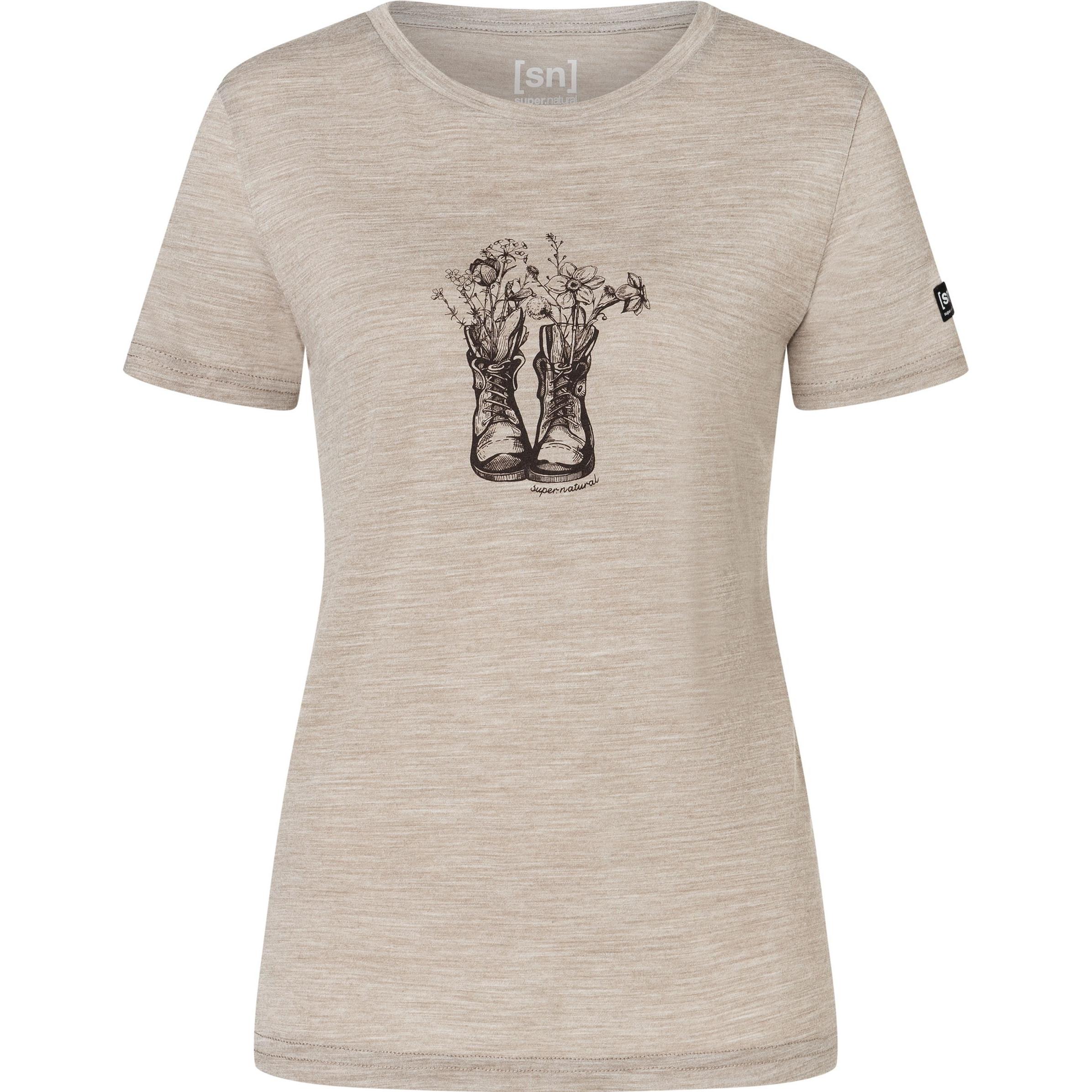 Super Natural, Damen, Funktionsshirt, W Flower Boots Tee (XL), Beige, XL