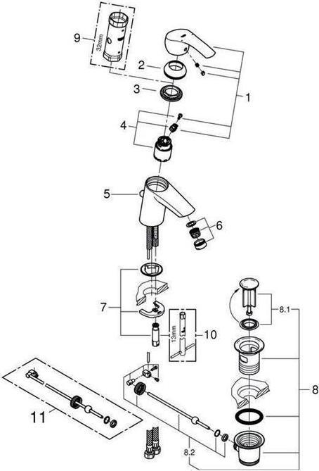 Produktbild Grohe Eurosmart Einhand-Waschtischbatterie S-Size