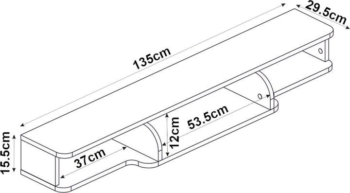 Actual product image En.Casa TV-Lowboard hängend Aar 135x30x16 cm Weiss