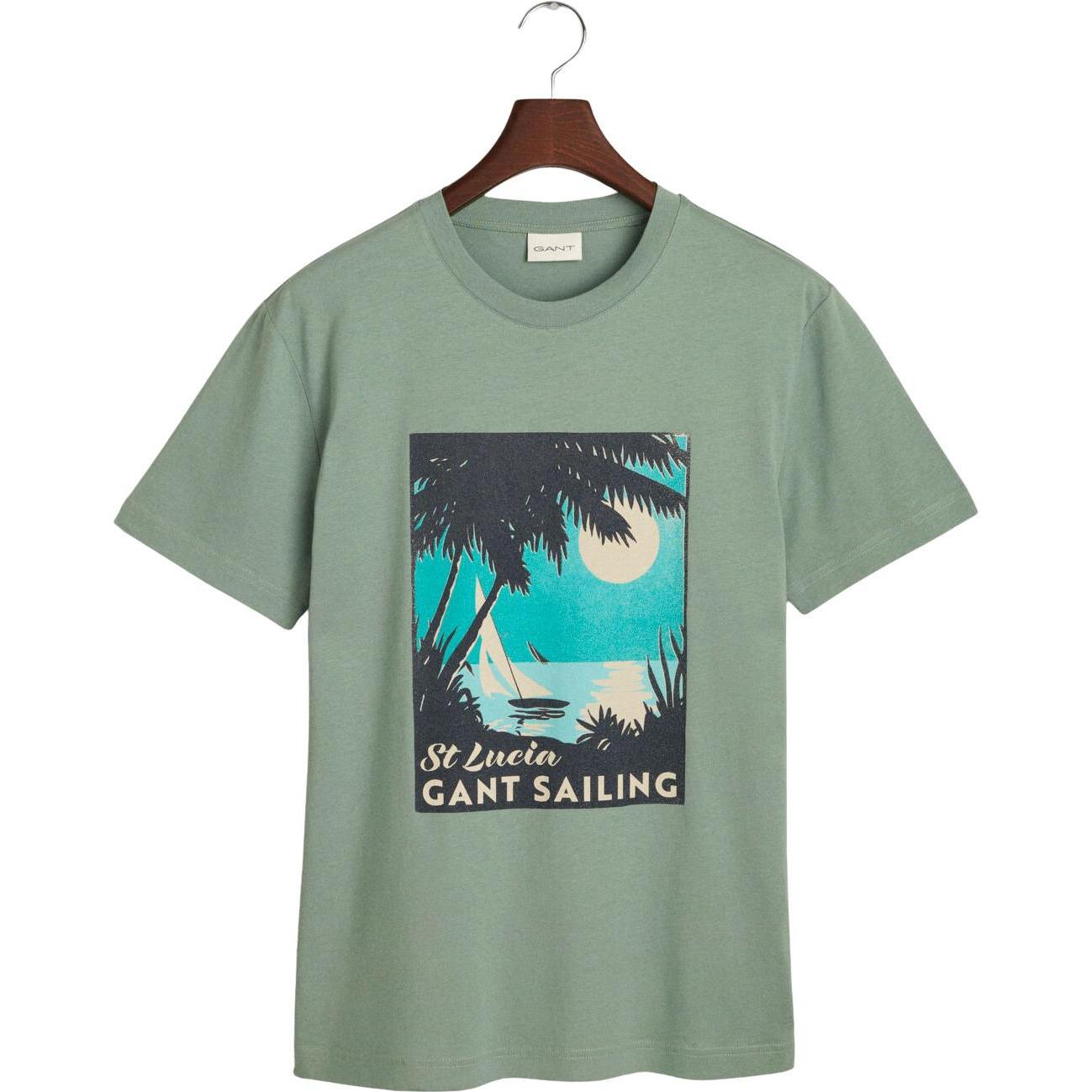 GANT, Herren, Shirt, Placed Graphic, Grün, (XL)