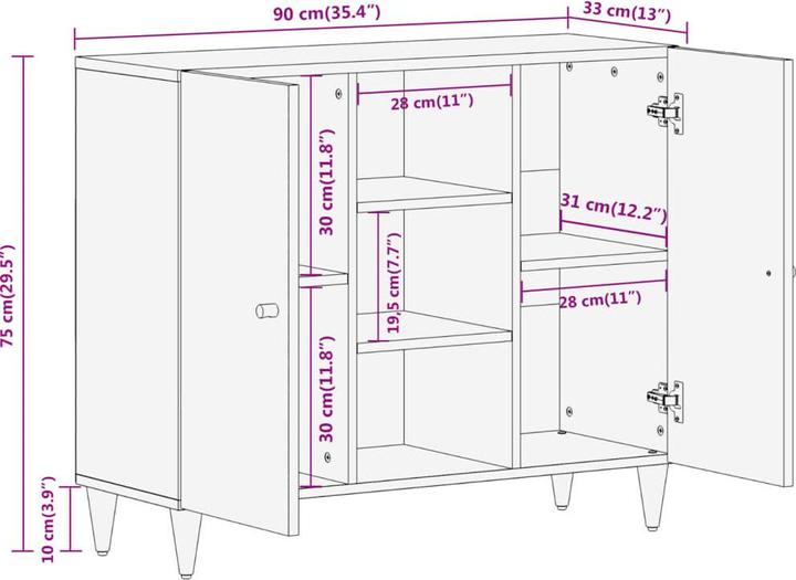 Image du produit vidaXL Beistellschrank (90 x 33 x 75 cm)