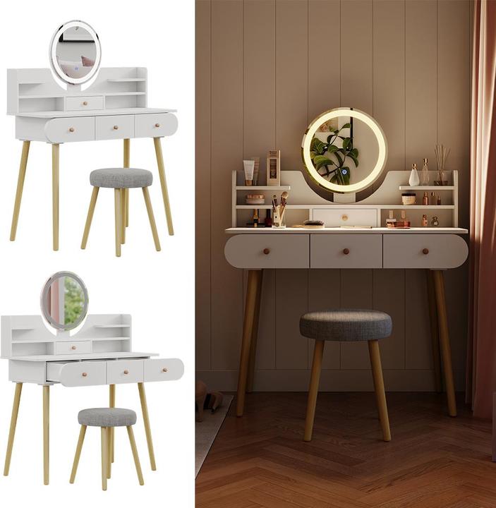 Produktbild Vicco Edda mit LED-Spiegel und Hocker (100 x 40 x 76 cm)