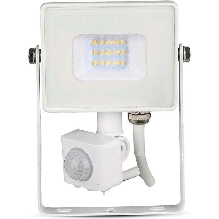 V-TAC, Fassadenbeleuchtung, VT10SW 10W LED Sensor Fluter SAMSUNG Chip Abschaltfunktion Weiss Gehäuse 4000K (800 lm, IP65...
