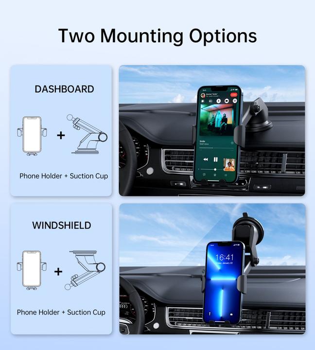 Actual product image Choetech T203-F gravity car holder with 15W inductive charger for cockpit - black