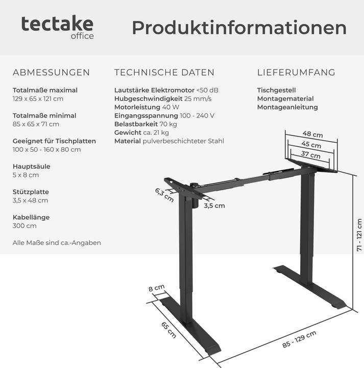 Produktbild tectake Elektrisches Tischgestell