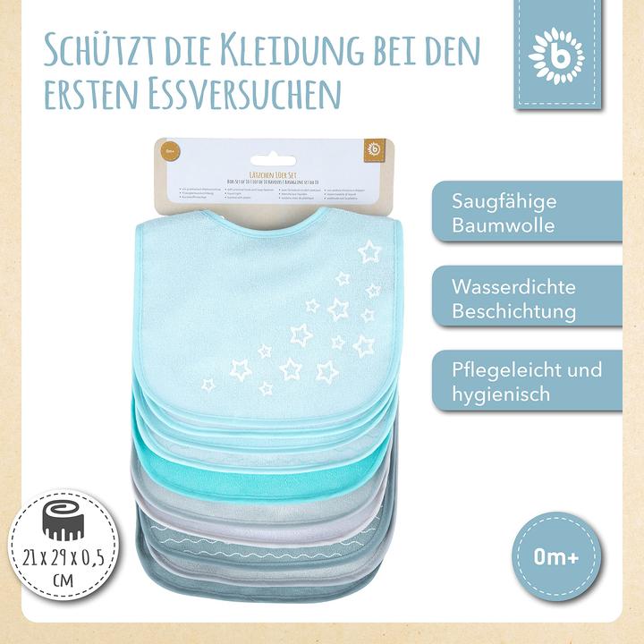 Image du produit Bieco Lätzchen 10er Set, Petrol/Schiefer 30 x 21 cm (0 Mois)