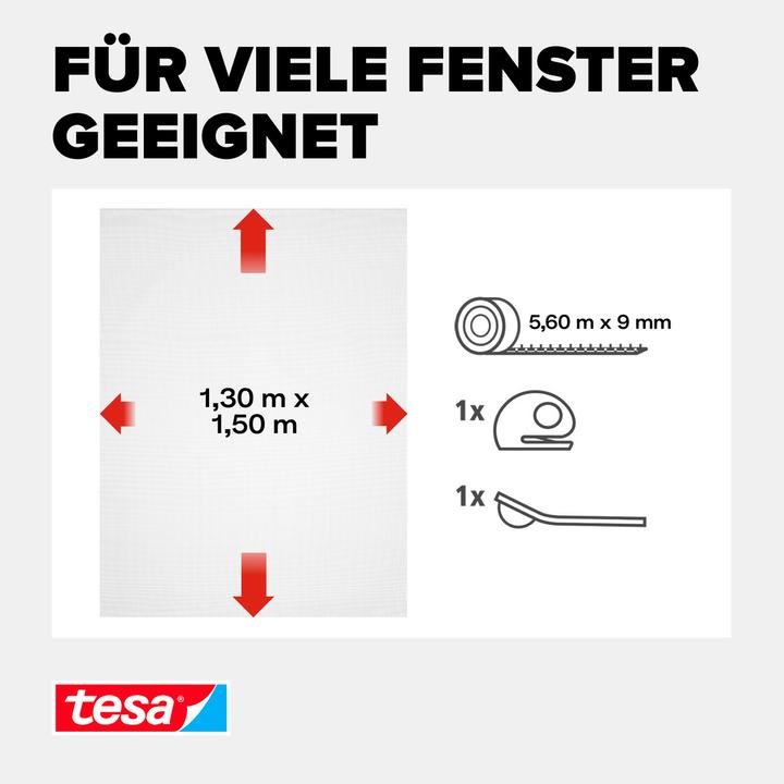 Actual product image tesa Insect screen COMFORT for windows, with Velcro tape, self-adhesive, without drilling (130 x 150 cm)