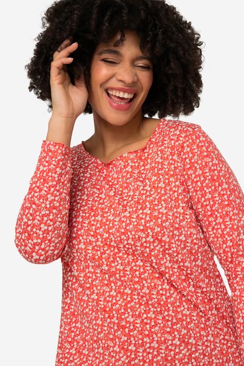 Image du produit Angel of Style T-shirt à manches longues, avec finitions bords francs. Ligne A, motif floral et col rond (52)