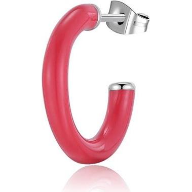 Sagapo, Ohrringe, S'Agapo Single Round Earring With Red Enamel Vibes Svb41
