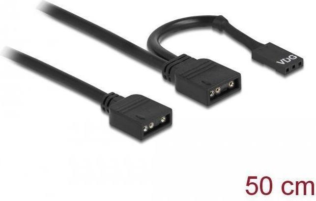 Actual product image Delock RGB connection cable 3 pin for 5V RGB/ARGB LED lighting with 2x3 pin socket 50cm (RGBW)