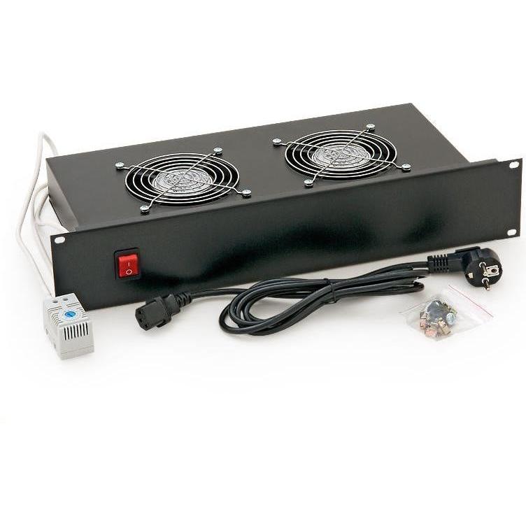 Triton RAB-CH-X01-A1 - Unità di ventilazione orizzontale da 19 pollici, 2 ventole, 2 U, nero, Accessori per armadio rack, Nero