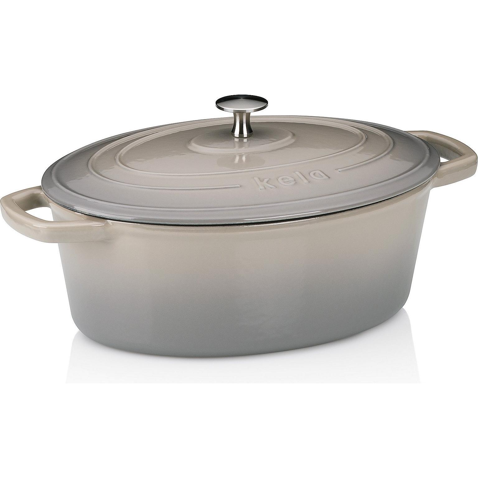 Kela Ovaler Bräter mit Deckel, grau Calido, Padella + Pentola, Grigio