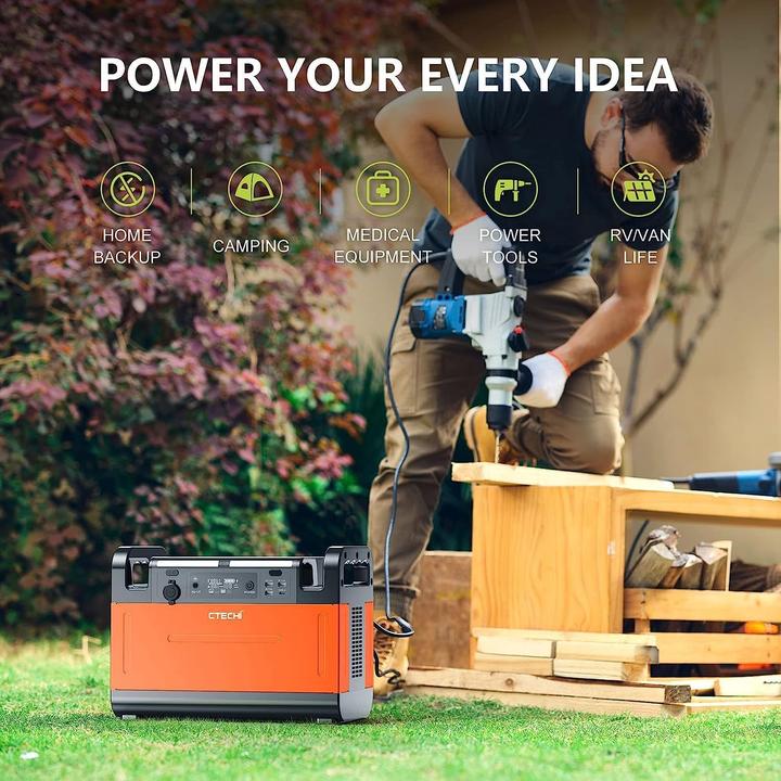 Produktbild Ctechi Tragbare Powerstation GT1500 mit LiFePO4 Batterie (1210 Wh)