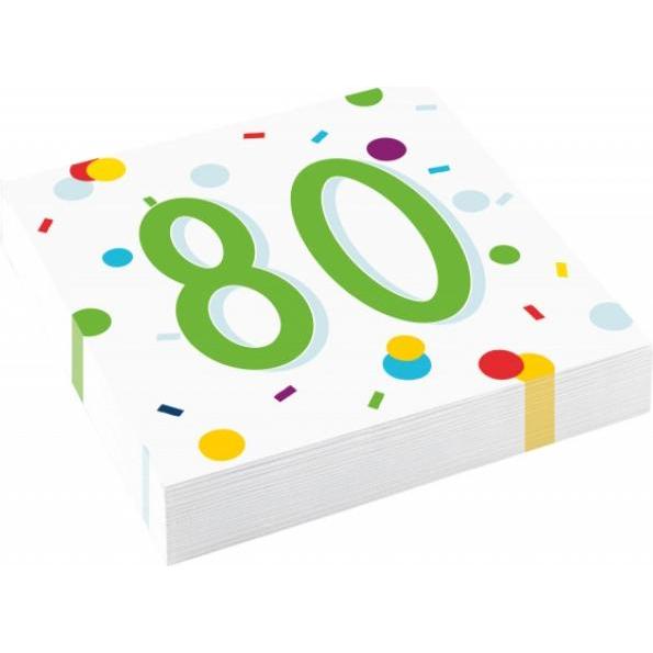 Magni, Servietten, 9906881 - Servietten Konfetti 80 Birthday, 20 Stück, 33 x 33 cm, Mundtuch, Tischdekoration, G (1 x, 3...