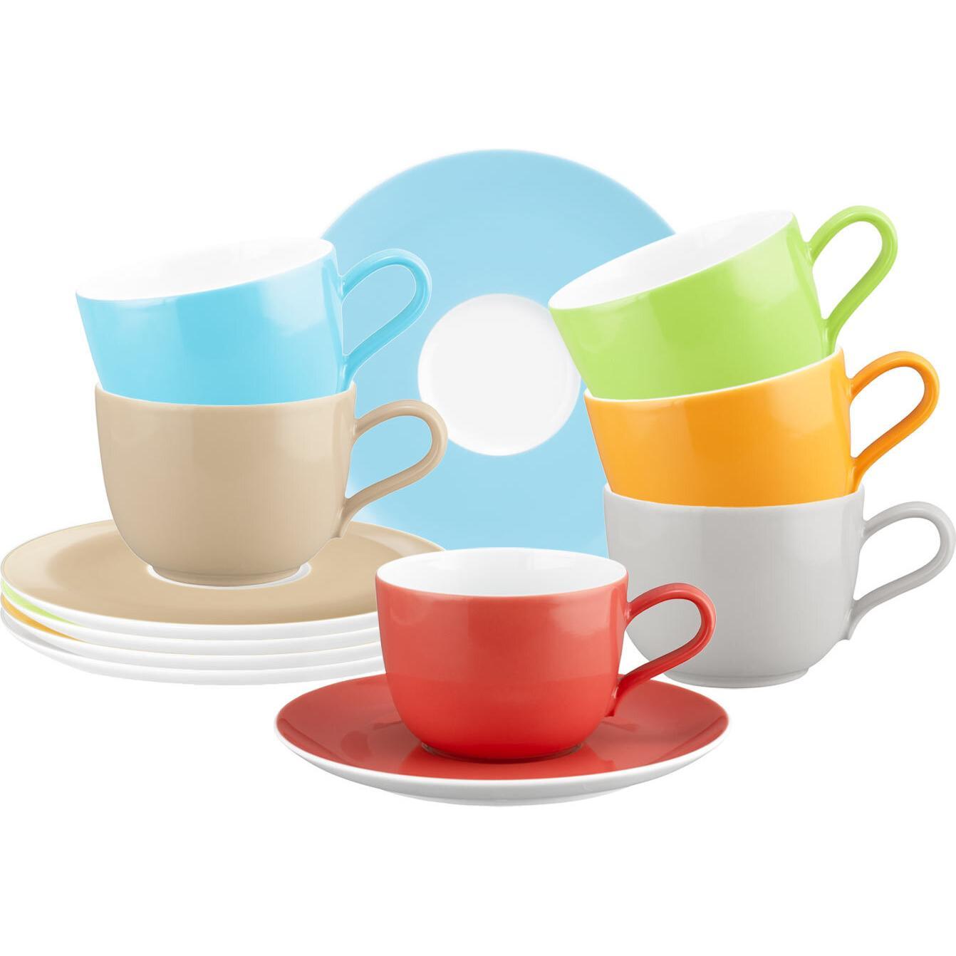 Seltmann, Tasse, Liberty Pure Colors Kaffeetassen mit Untertassen (260 ml, 6 x)