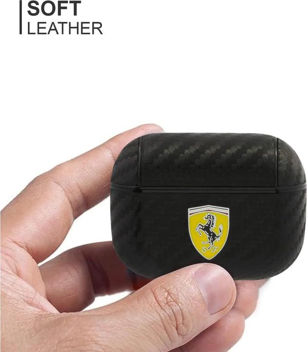 Actual product image Ferrari Electronic Ferrari Cover On Track PU Carbon Black, for Apple AirPods Pro, FESAPCABK (Headphone sleeve)