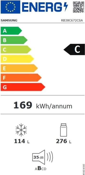 Energie-Label Samsung RB38C672CSA/EF (390 l)