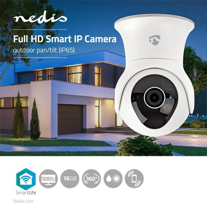 Immagine prodotto Nedis Telecamera da esterno Smartlife Wi-Fi Full HD 1080p IP65 Cloud / Interno 16GB 12 VDC con sensore di (1920 x 1080 Pixels)