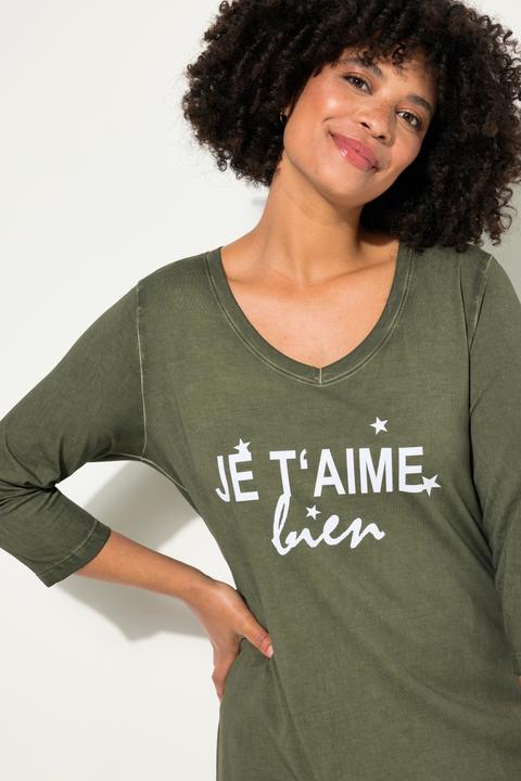 Image du produit Angel of Style T-shirt à délavage cold dyed et imprimé à message. Col et manches longues (50)