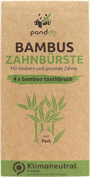 Actual product image Pandoo Bamboo toothbrush 4pcs (Medium, 4 x)