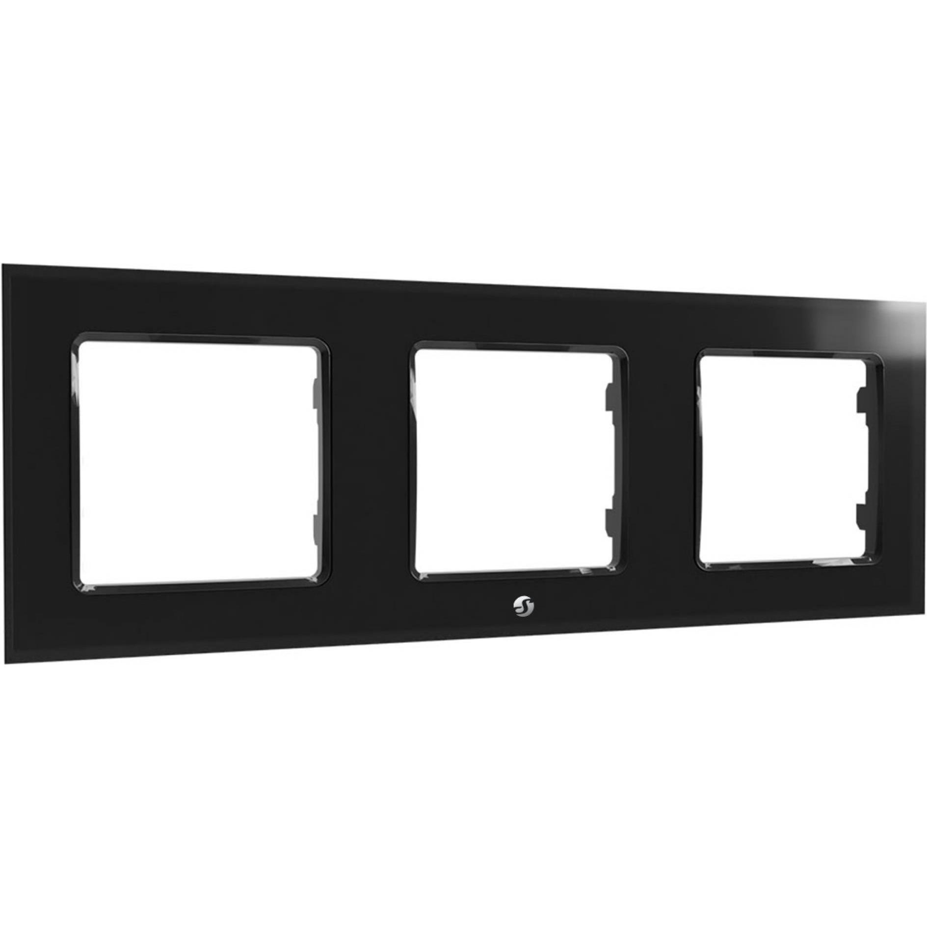 Shelly, Zubehör Schalterprogramm, Accessories · "Wall Frame 3" · Wandtaster Rahmen 3-fach · Schwarz