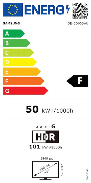 Energie-Label Samsung QE43Q60D (43", Q60D, QLED, 4K, 2024)