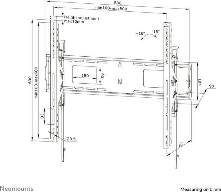 Image du produit Neomounts Support mural (Mur, 125 kg, 55" - 98")