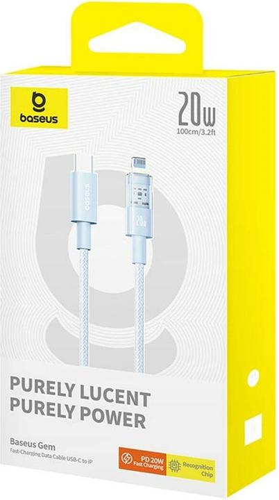Produktbild Baseus - Data Cable Gem (P10373001311-00) - USB-C to Lightning, Fast Charging 20W, 1m - Galaxy Blue (1 m, 20 W)