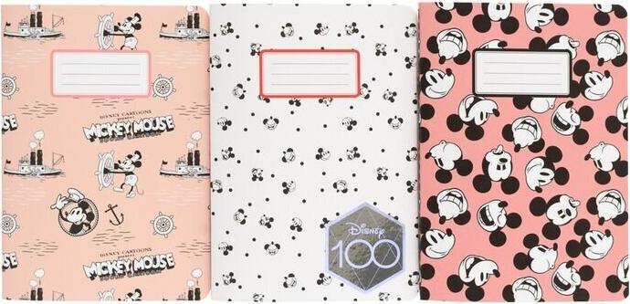 Image du produit Grupo Erik Disney Mickey 100 Anniversary Pack 3 carnets A6 (A6, À rayures, Couverture souple)