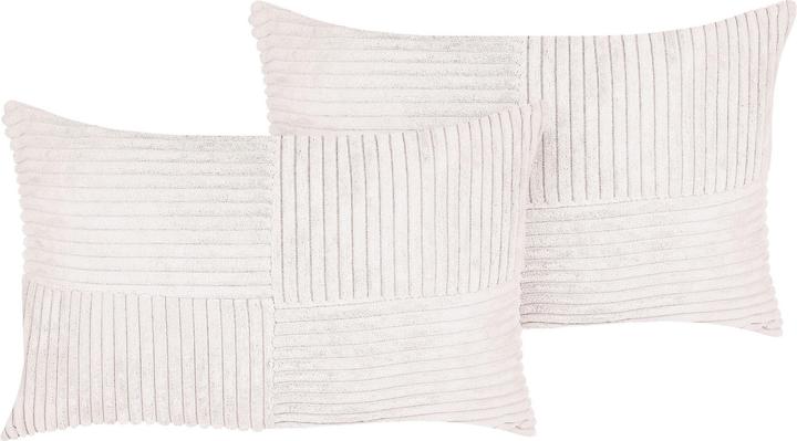 Produktbild Beliani Dekokissen Cord Cremeweiss 47 × 27 cm 2er Set MILLET (30 x 50 cm)