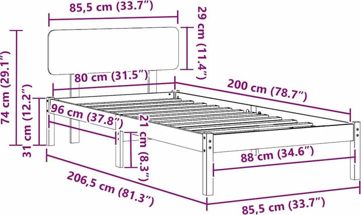 Actual product image vidaXL Bedstead (80 x 200 cm)