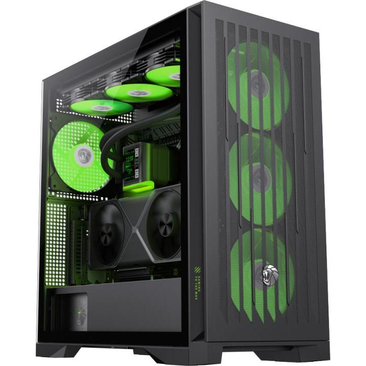 GameMax Boitier Grand Tour E-ATX Leader 2 ARGB avec panneau vitré (noir) (ATX, ITX, Mini-ATX), Case PC, Multicolore, Nero
