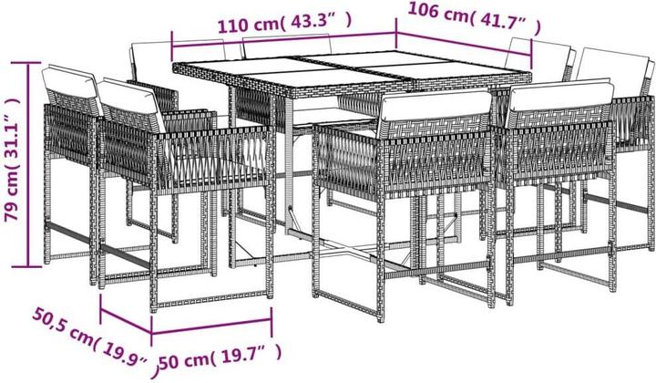 Actual product image vidaXL Garten Essgruppe (110 x 106 x 73 cm)
