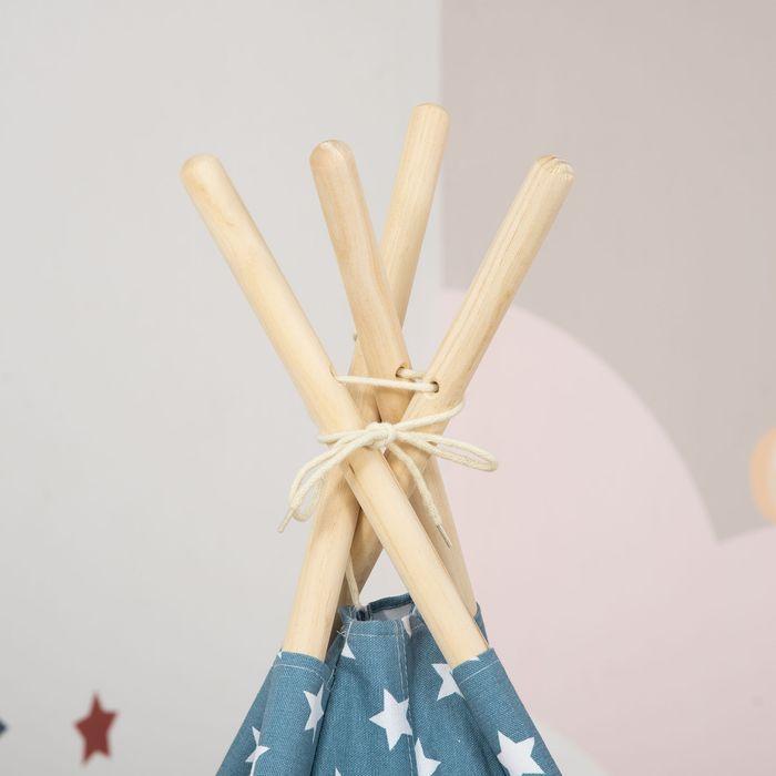 Produktbild Swisshandel24 Kinderzelt Indoor Tipi Kinderzimmer Tipi Zelt Outdoor faltbar Blau 120 x 120 x 155 cm