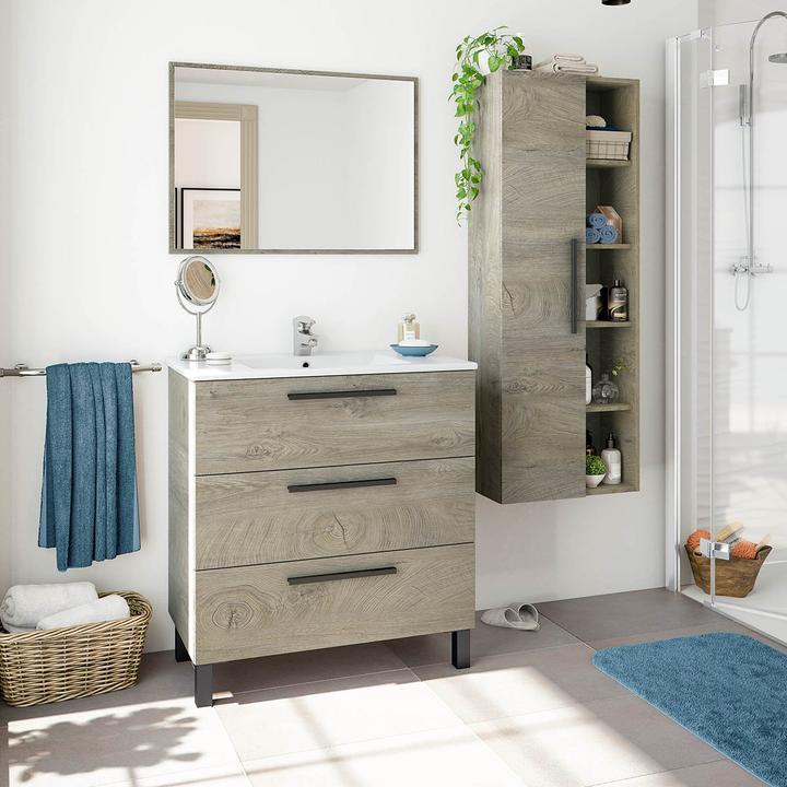 Image du produit CaliCosy Colonne suspendue 1 porte avec 5 niches de rangement H135 cm (51 x 25 x 135 cm)