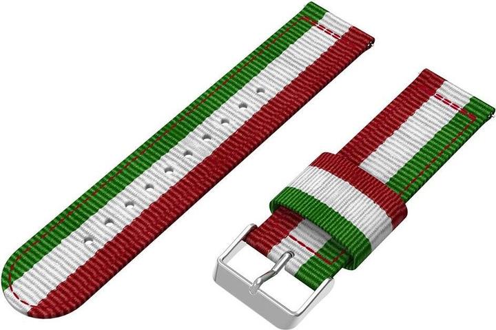 Cover-Discount Cinturino intercambiabile in tela da 20 mm verde-bianco-rosso (20 mm, Nylon)