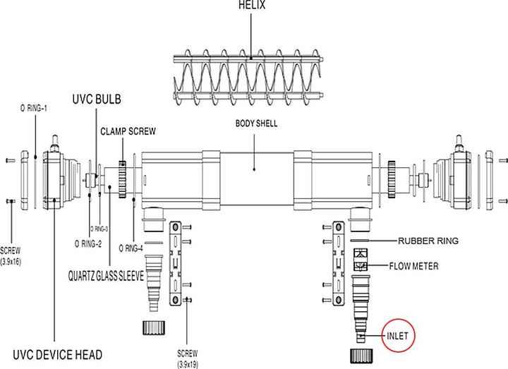 Actual product image SunSun Spare Part CUV-272C Outlet 24W Clarifier UVC Device
