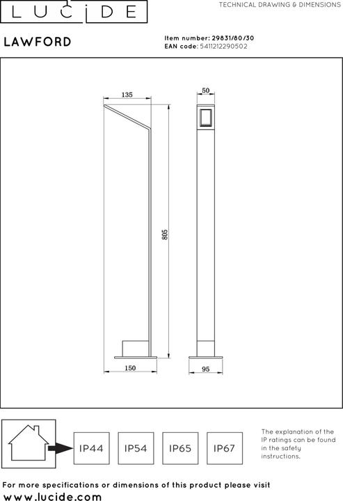 Actual product image Lucide Lawford (750 lm, IP54)