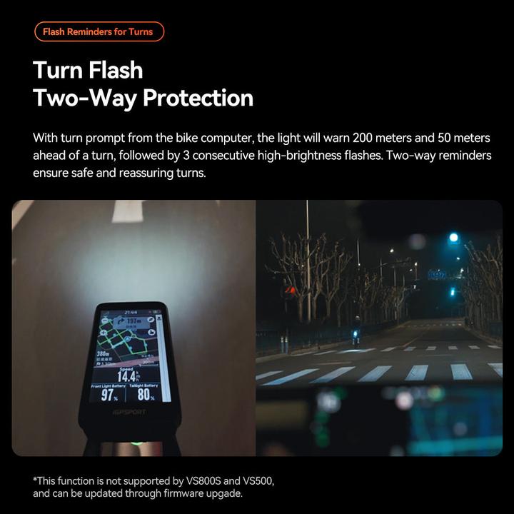 Actual product image iGPSport Smart Bicycle light, front VS1200S (1200 lm)