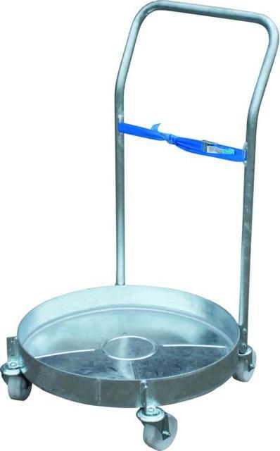 Produktbild eurokraft pro Fass-Rollwagen, verzinkt, FRW-3, Fässer bis Ø 600 mm, Ladehöhe 209 mm (300 kg)