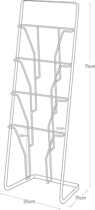Actual product image Yamazaki Magazine rack with 4 compartments TOWER (25 x 18 x 71 cm)