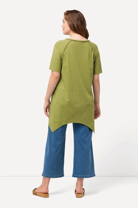 Immagine prodotto Ulla Popken T-shirt di cotone biologico con orlo a punte, scollatura a V e mezze maniche (46, 48)