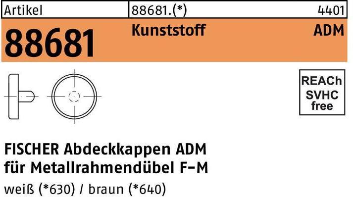 Produktbild Fischer Abdeckkappe ADM 10 W weiss (100 Stk.)