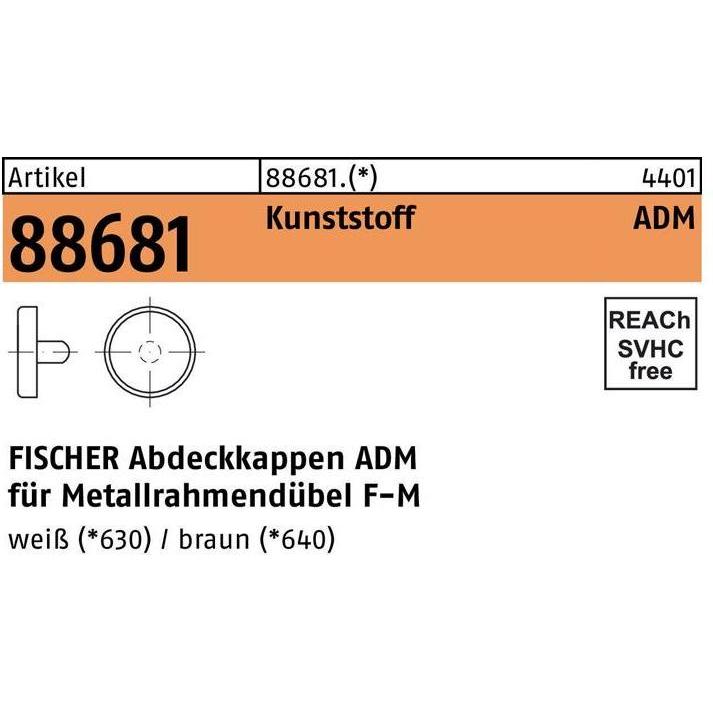 Thumbnail - Fischer, Dübel, Abdeckkappe ADM 10 W weiss (100 Stk.)