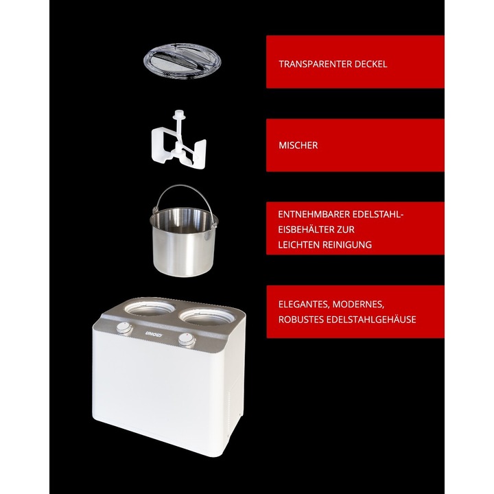 Actual product image Essge Unold 48830 Ice cream maker Doppio bianco (EU plug)