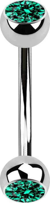 Produktbild Star Piercing Banane silber mit zwei Kugeln Kristall türkis (ohne Messing, Chirurgenstahl 316L)