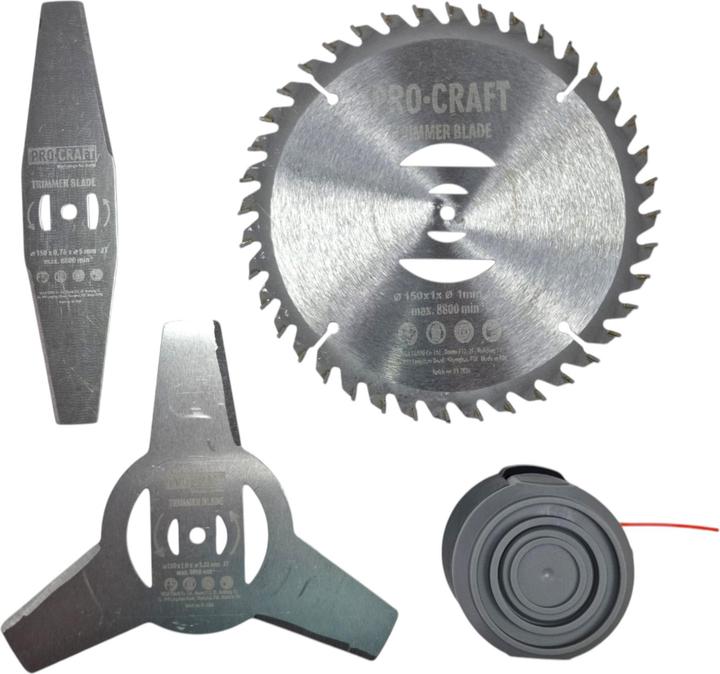 Produktbild Procraft CT20BL Akku Rasentrimmer 20 V 30 cm Brushless + 1x Akku 3,0 Ah + Ladegerät (Metallschneideblatt, Trimmfaden)