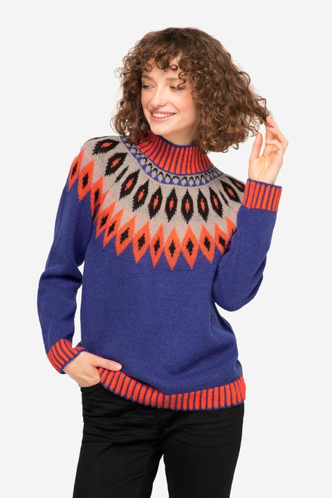 Image du produit Laurasøn Norwegerpullover, Wollanteil, Stehkragen, Langarm, mit recyceltem Polyester (M)